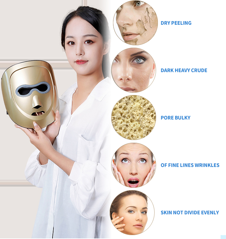 Face Mask 3 Colors LED Light Therapy Machine Skin Rejuvenation Acne Removal