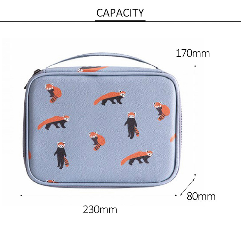 Standard Size Cartoon Printed Toiletry Cosmetic Bag With Handle Waterproof
