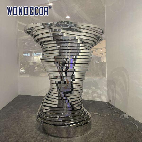 Buy cheap Indoor Lighting Curved Brushed Stainless Steel Metal Interactive Art Sculpture from wholesalers