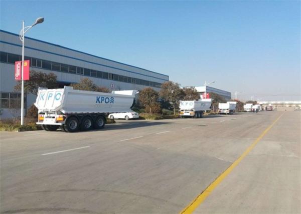 Buy cheap Semi Trailer Red Dump 45 CBM 3 Axles Tipper Truck Trailer from wholesalers