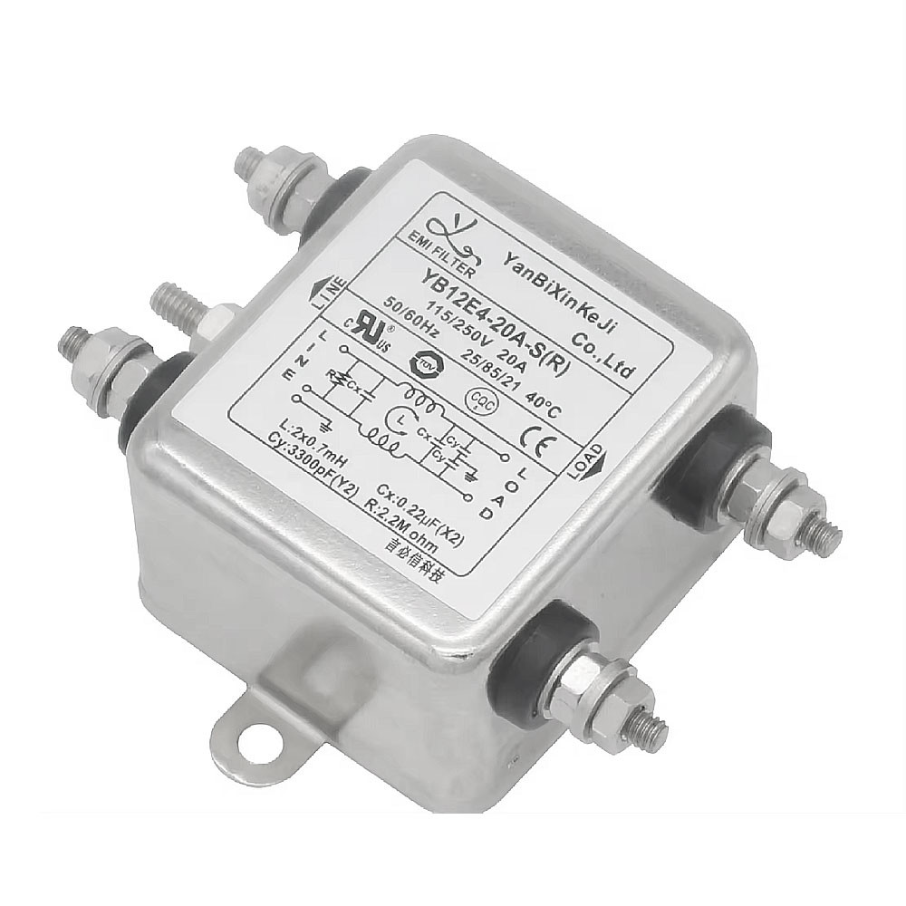 Enhanced 20A AC/DC Single Phase EMI Filter Wide Frequency Range Of 150KHz-30MHz