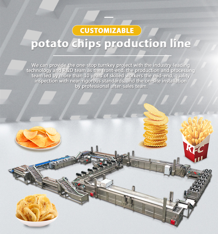 Frozen Fries Processing Plant with Easy-to-Operate Fried Potato Chips Production Line