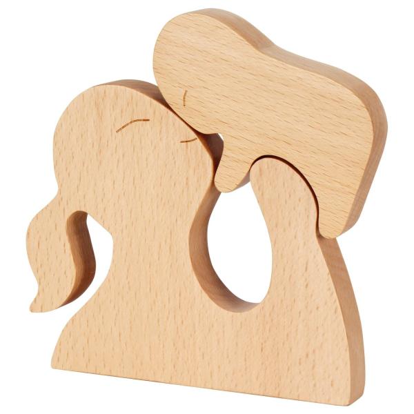 Buy cheap Home Wooden Candle Holder Craft Decor Statue Cute Handmade Wooden Figurines Carving Wooden Decoration Orname from wholesalers