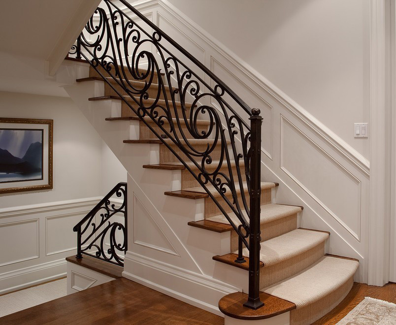 Rustproof Cast Iron Stair Railing For Spiral Staircase / Straight Staircase