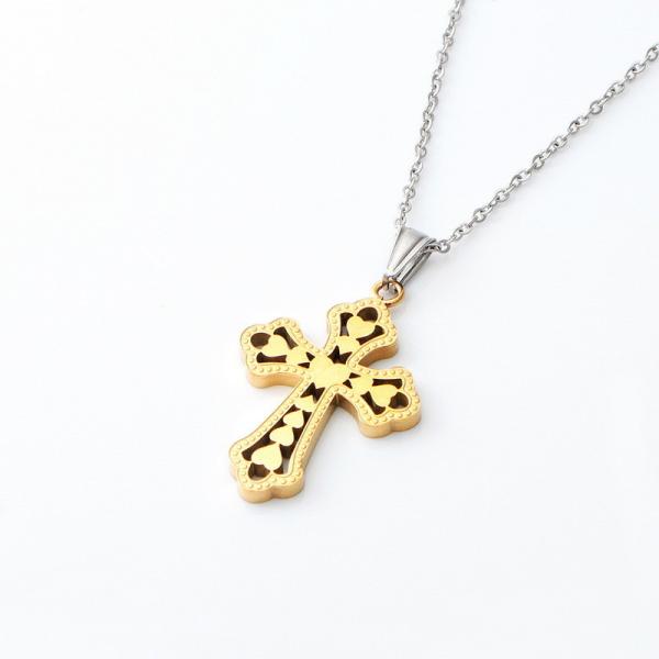 Retro Peach Heart Cross Pendant、 Cross Accessories New Stainless Steel Necklace