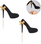 Glitter Bow Cupcake Anniversary High Heel Shoe Cake Topper