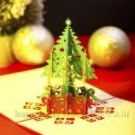 Wooden Product Holiday Merry Christmas 3D Pop up Greeting Cards Wooden Cards