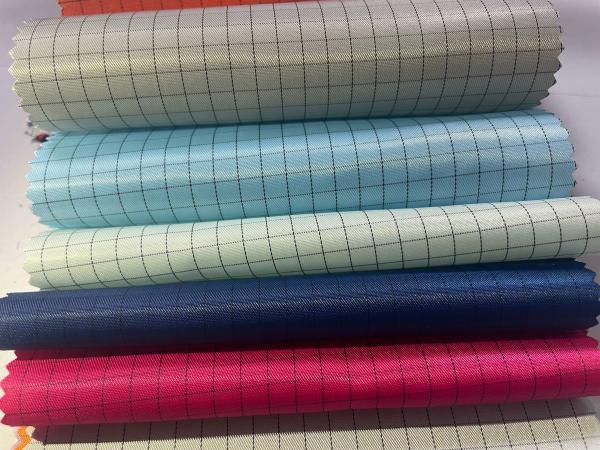 Buy cheap 5mm Grid Orange Pink Polyester Anti - Static ESD Woven Fabric For Antistatic Clothing from wholesalers