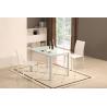 Buy cheap 1100mm Length Customizable Glass Top Dining Table With Iron Legs DT-914F from wholesalers