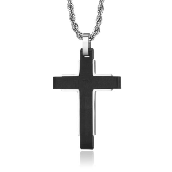 Buy cheap Silver Gold Black Stainless Steel Men's Pendant Cross Necklace Jewelery for Women 16-24 Inches from wholesalers