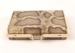Snakeskin Pattern Dark Brown Clutch Bag , Cow Leather Black Patent Clutch Bag