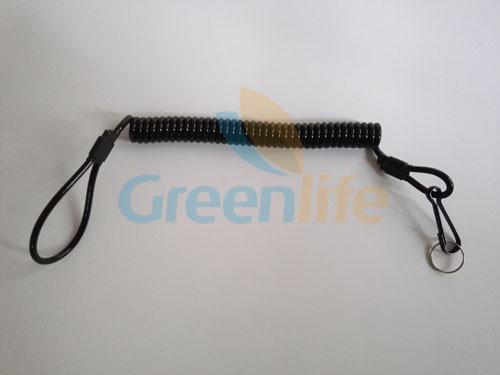 Buy cheap Heavy Duty Reingforced Solid Balck PU Coated 4.0mmDia Wire 1.2mm Inside Steel Cable Lanyard Tether from wholesalers