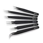 Antistatic ESD Stainless Steel Tweezers For Electronics Phone Repair