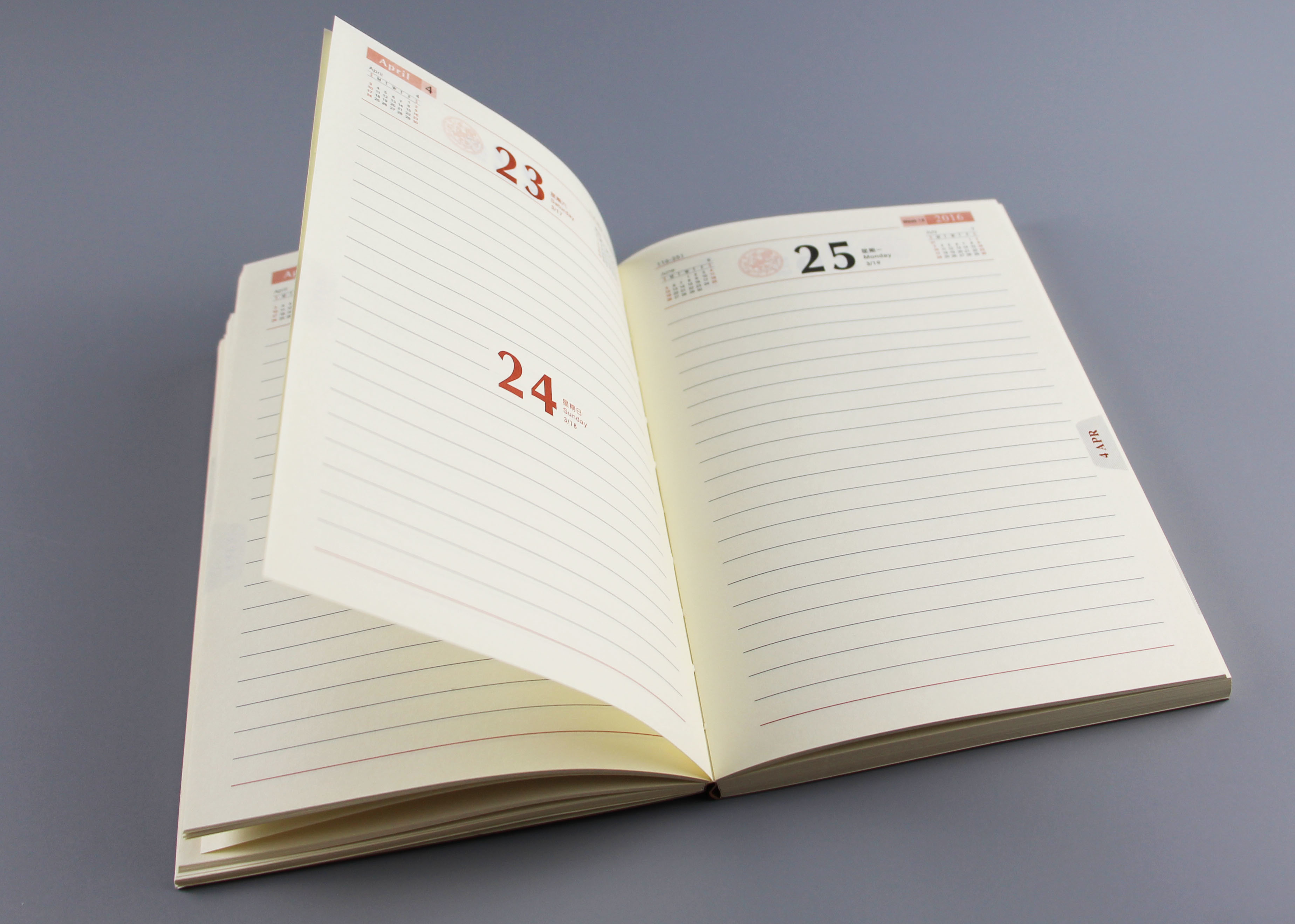 Debossed Finishing Custom Hardcover Notebook , Brown Hardcover Lined Notebook