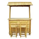 220 Cm Height Bamboo Tiki Bar With Roof 4 Pieces Bamboo Bar Stools