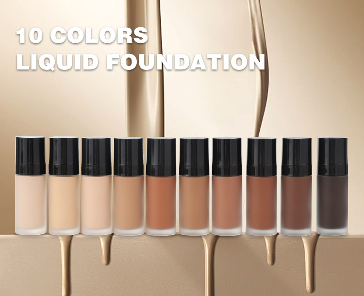 Private Label 10 Colors Creamy Full Coverage Waterproof Vegan Long Lasting Moisturizing Liquid Foundation for Dark Skin
