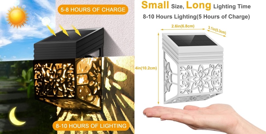 FCC Decorative Solar Lights Waterproof Solar Powered Outdoor Patio Wall Decor Light