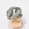 Buy cheap (R-19) Designer Fashion Jewelry Pave Cubic Zircon Crossover Silver Ring from wholesalers
