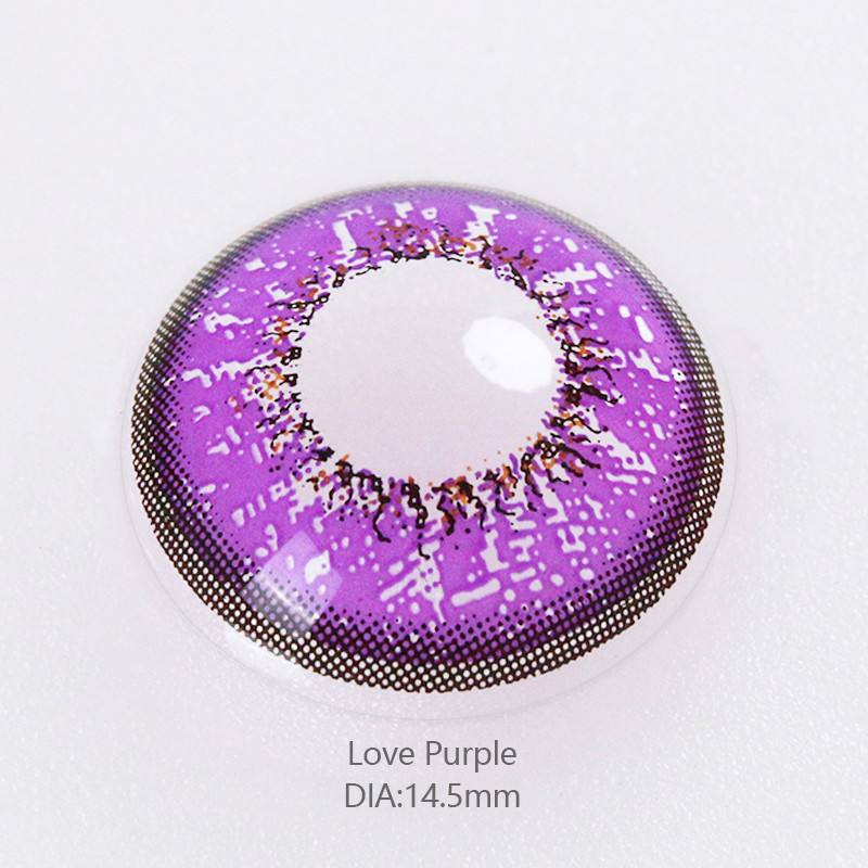 Myopia Optical Colored 14.5 Mm Contact Lenses Grey Purple Blue For Reading