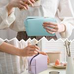 Makeup Bag Leather Zipper Cosmetic Bag Water Resistant Versatile Makeup Pouch
