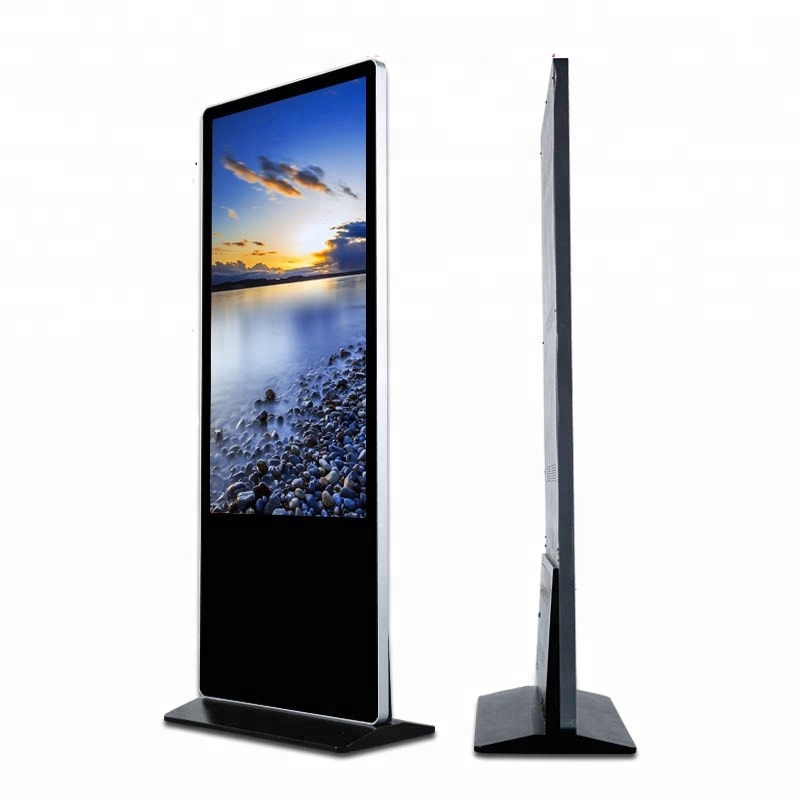 Ground standing 4K UHD 49" 50" inch LCD All-In-One capacitive touchscreen PC kiosk CAPT touch monitor with Android or Win10 PC