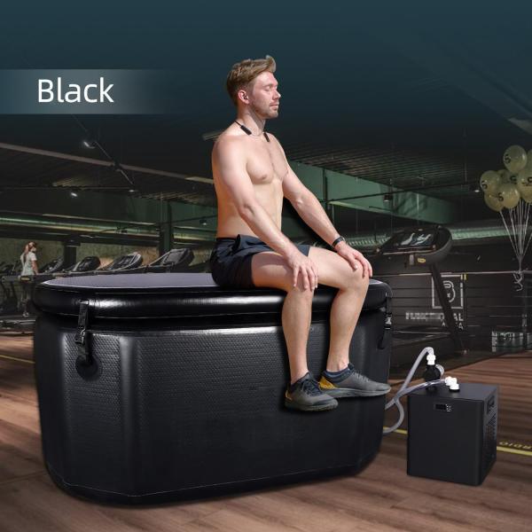 Buy cheap Freestanding Soaking Tub Oval Black Inflatable Cold Tub Inflatable Hot Tub Spa With Insulated Lid Anti-Slid Bottom from wholesalers
