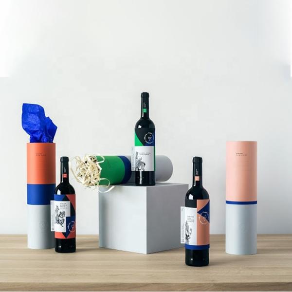 Buy cheap CMYK Wine Bottle Presentation Box , Cylinder Cardboard Wine Boxes from wholesalers