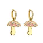 Cute Enamel Gold Plated Drop Earring Mushroom Dangle Earrings