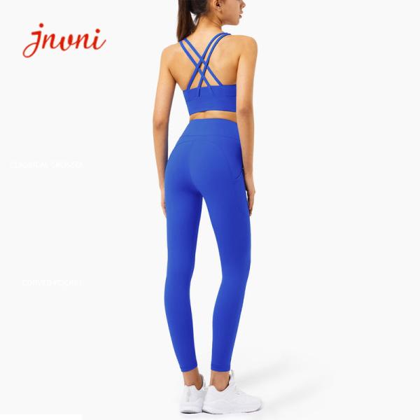 Buy cheap Lulu Cross Back Strappy Yoga Push Up Sports Bra Yoga Activewear Sets 215gsm TUV from wholesalers