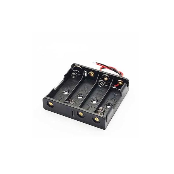 5.7x6.2x1.5cm 4AA Flat Battery Holder PVC Storage Box With Wire Lead