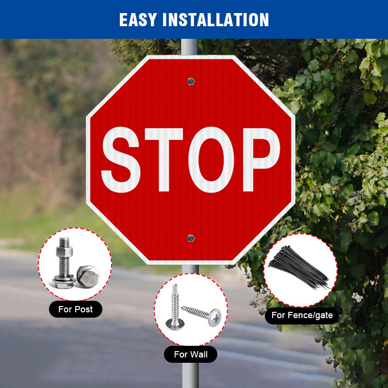 12 x 12 Inches Octagon Street Slow Warning Reflective Signs