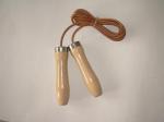 leather jump rope with red beech wooden handle