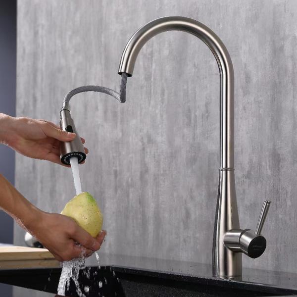 Buy cheap Flexible Spring Coil Single Lever Kitchen Faucet SUS304 Stainless Steel HOMEKA from wholesalers
