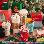 Christmas Paper Coffee Cups With Sleeves Lids 12 Oz Xmas Disposable Party Cup