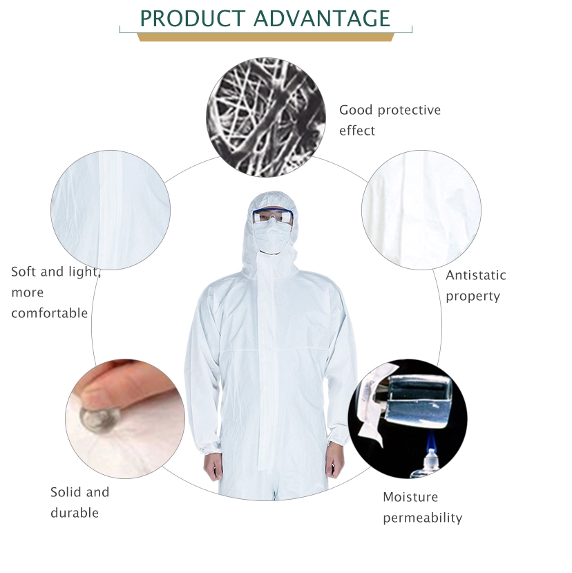 TUV Disposable Waterproof Coveralls , PP Medical Protective Clothing