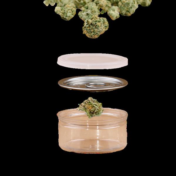 Buy cheap Clear Plastic 100ml Weed Food Storage Jar With Stickers from wholesalers
