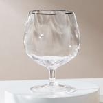 Hammered Unusual Brandy Cognac Glasses 16 Ounces Hand Blown With Gold Silver Rim