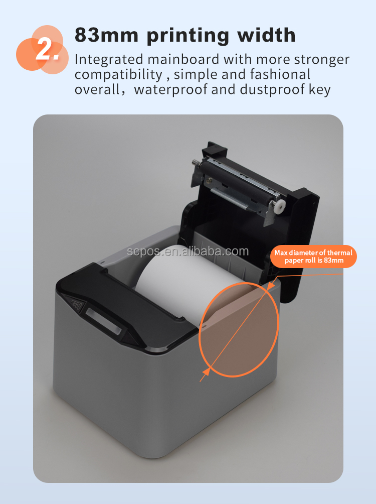80mm Thermal POS Systems Printer with Hanging Holes and BT Receipt Printer CE Certified