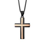 Gold Lord's Prayer Pendant Cross Necklace in Stainless Steel in 3 Colors for Men