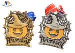 Halloween Medal In Antique Brass / Silver With Plain Woven Ribbon