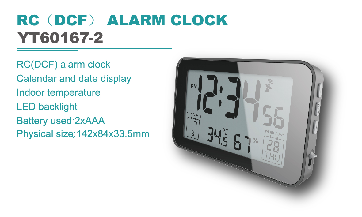Electronic Digital Motivity Wireless Sensor Thermometer Hygrometer Clock With Alarm ABS
