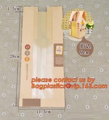 Buy cheap OPP Window Paper Bags, opp paper bags, Custom printed French bread packaging kraft paper bags with window, Take away from wholesalers