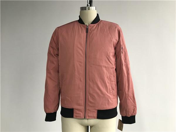Buy cheap Male Dusty Pink Polyester Bomber Puffer Jacket With Contrast Rib Detail TW78442 from wholesalers