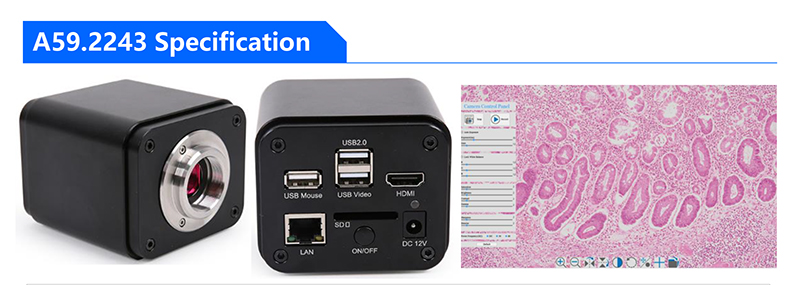 OPTO-EDU A59.2243 8.0M 4K HDMI+USB+WIFI+LAN+SD Digital Microscope Camera