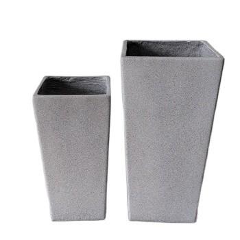 Buy cheap Set 2 Square Shape Fiber Stone Flower Pot Garden Pot Size 1 30*30*60cm Weight 8kg from wholesalers