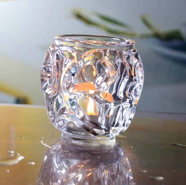 Buy cheap Heavy Duty Unique Ribbed Glass Candle Holders , Clear Glass Candle Holder For Tealight from wholesalers