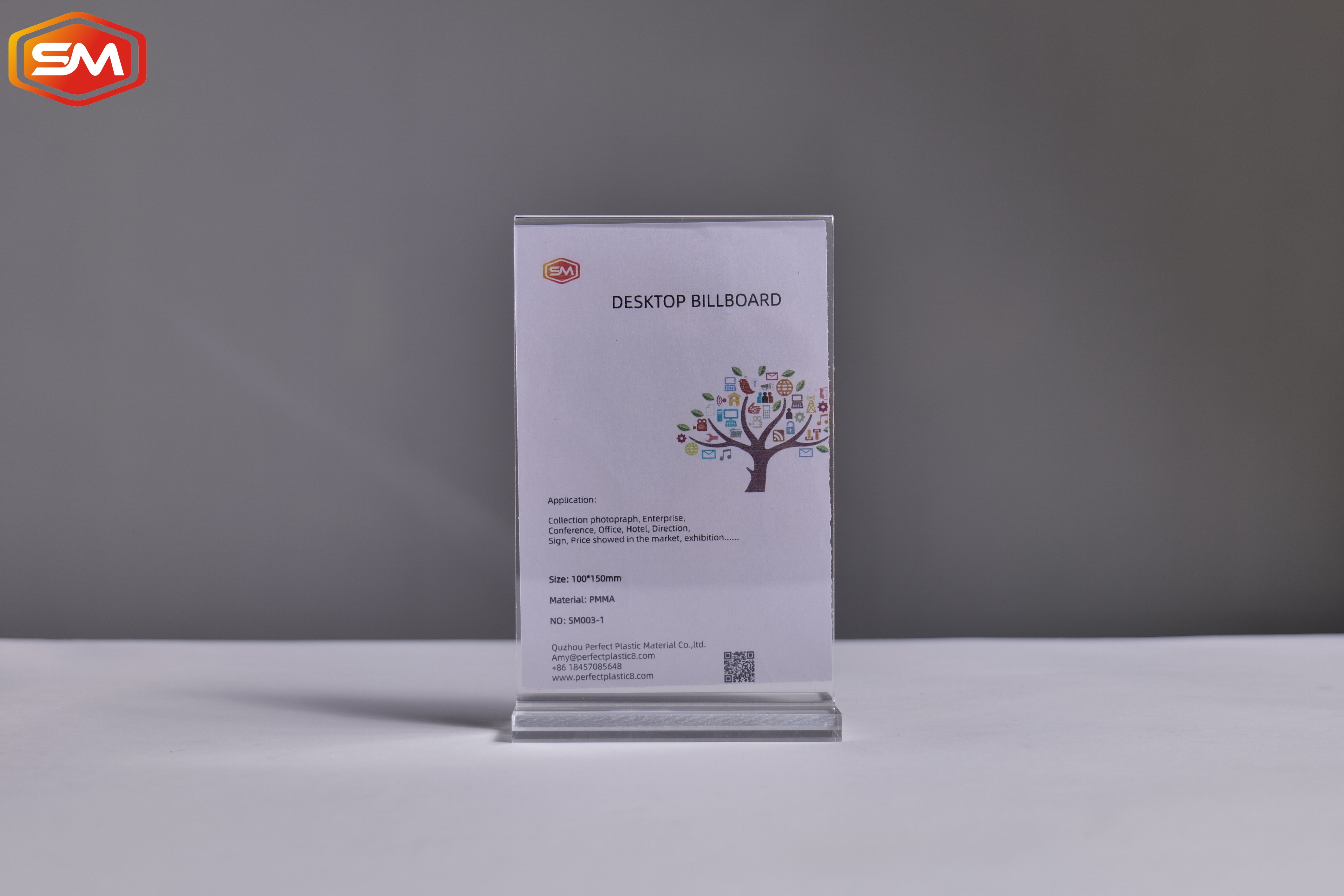 Custom A4 A5 A6 Clear Horizontal T Shape Acrylic Sign Holder Display Stand Desk Label