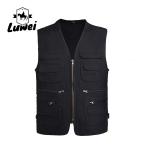 2022 Multi-pocket V-neck Cotton Plain Custom Utility Tank Top Vest Mens Clothing