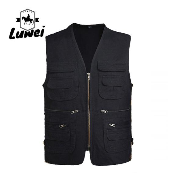 2022 Multi-pocket V-neck Cotton Plain Custom Utility Tank Top Vest Mens Clothing