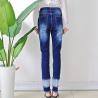 Buy cheap Stretch Ripped & Split Women Denim Skinny Jeans , Dark Blue Denim Trouser Pants from wholesalers